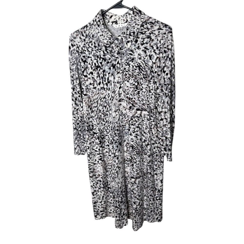 Cabi Black White Gray Large Printed Shirt Dress